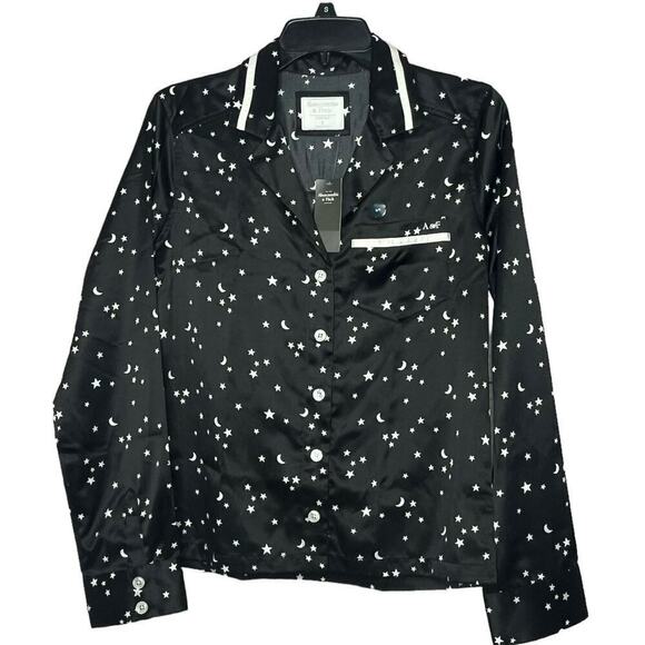 Abercrombie & Fitch Other - Abercrombie & Fitch Black Star Satin Button Down Pajama Top Size Small New
